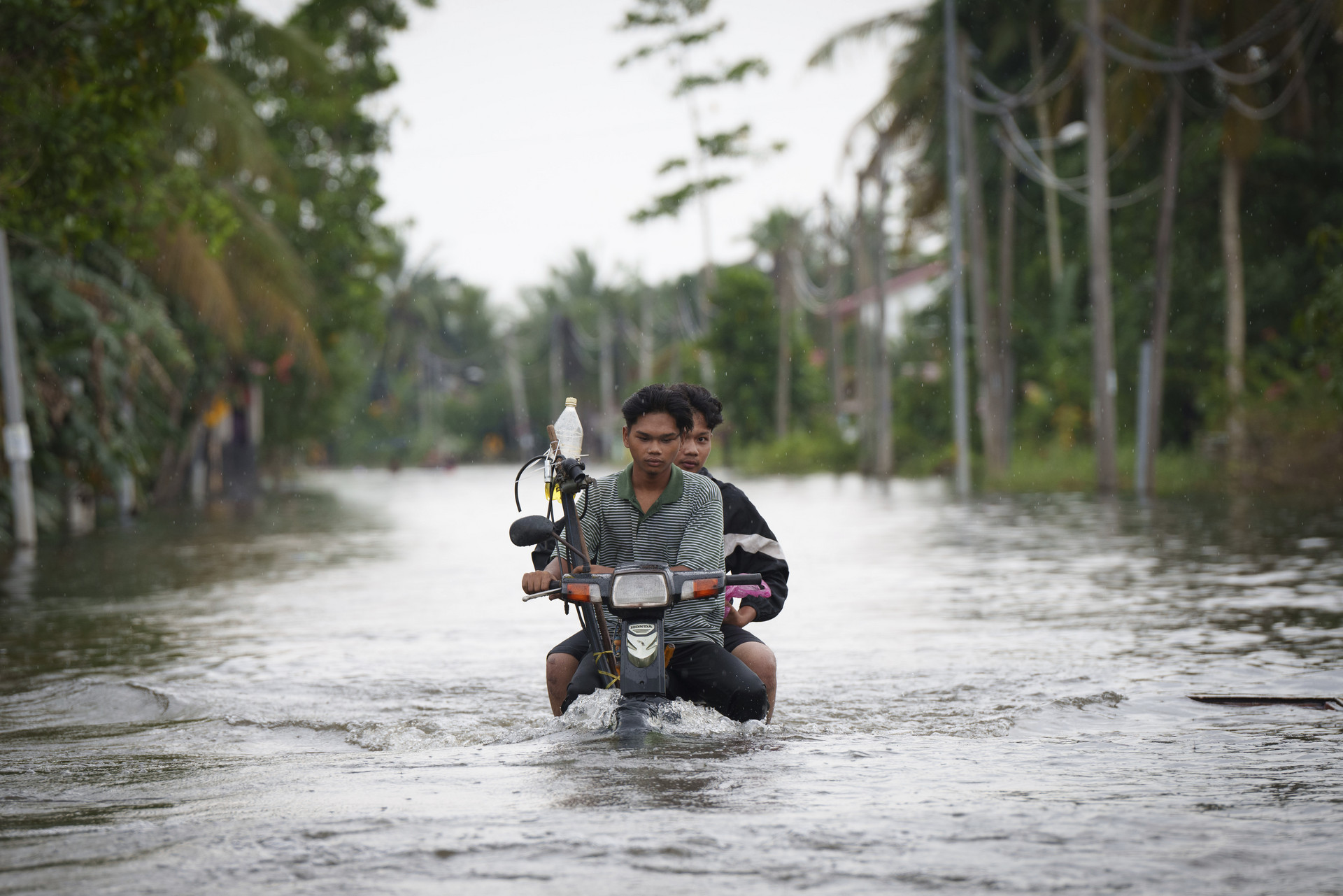 Anwohner auf Mofa nach Hochwasser in Malaysia / Copyright: AP Photo/Vincent Thian