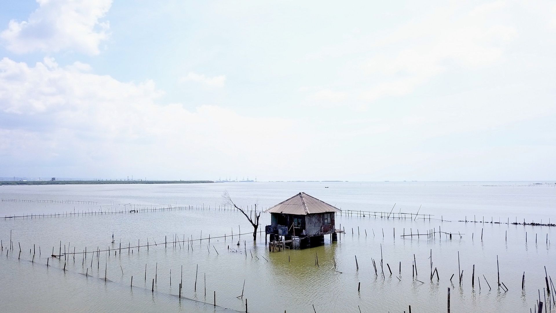 Dem Wasser zum Trotz: das letzte Haus einer Ortschaft an der Nordküste Javas, Indonesien. (c) ZDF & Jean Schablin Dem Wasser zum Trotz: das letzte Haus einer Ortschaft an der Nordküste Javas, Indonesien. (c) ZDF & Jean Schablin