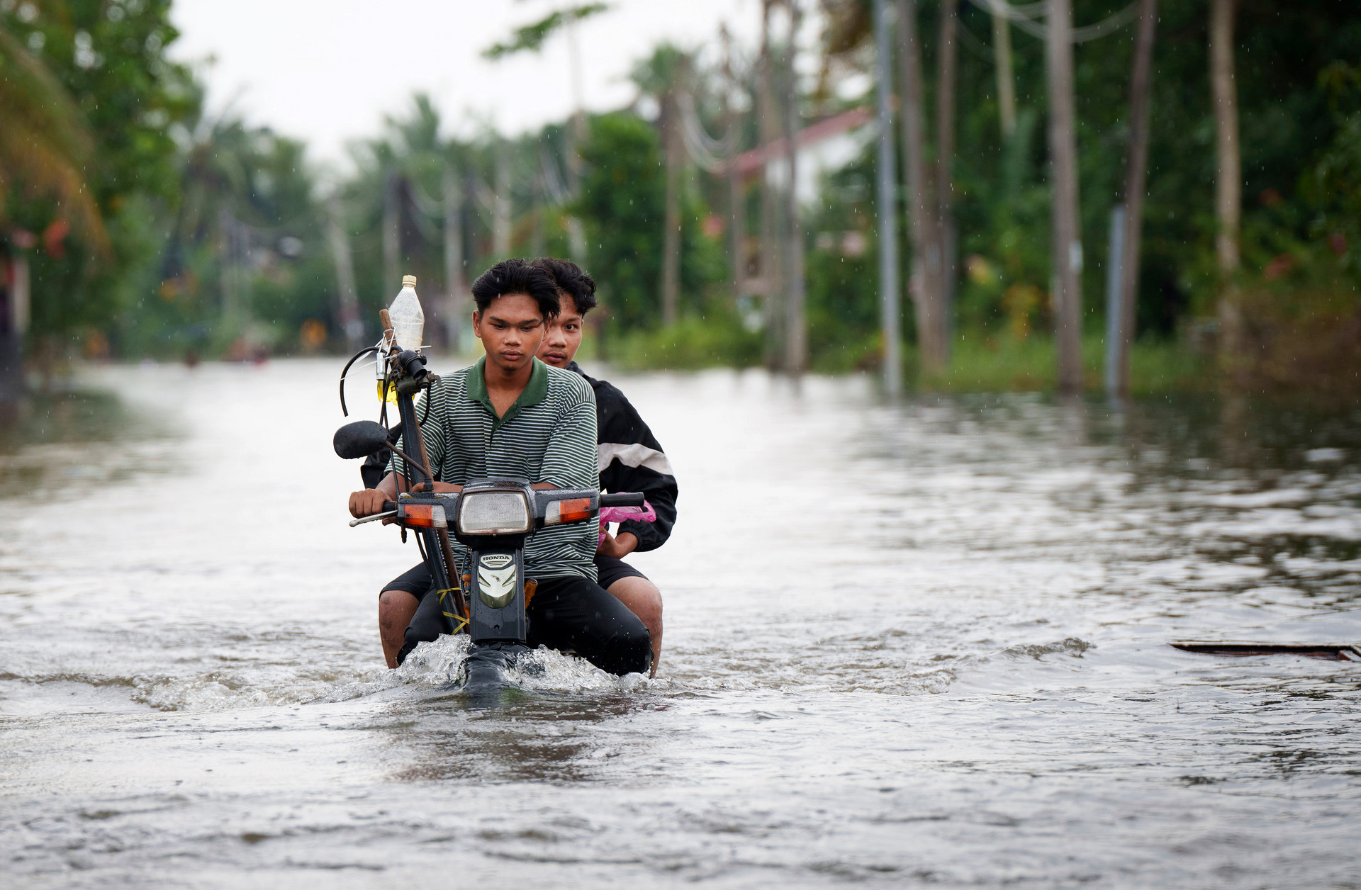 Anwohner auf Mofa nach Hochwasser in Malaysia / Copyright: AP Photo/Vincent Thian