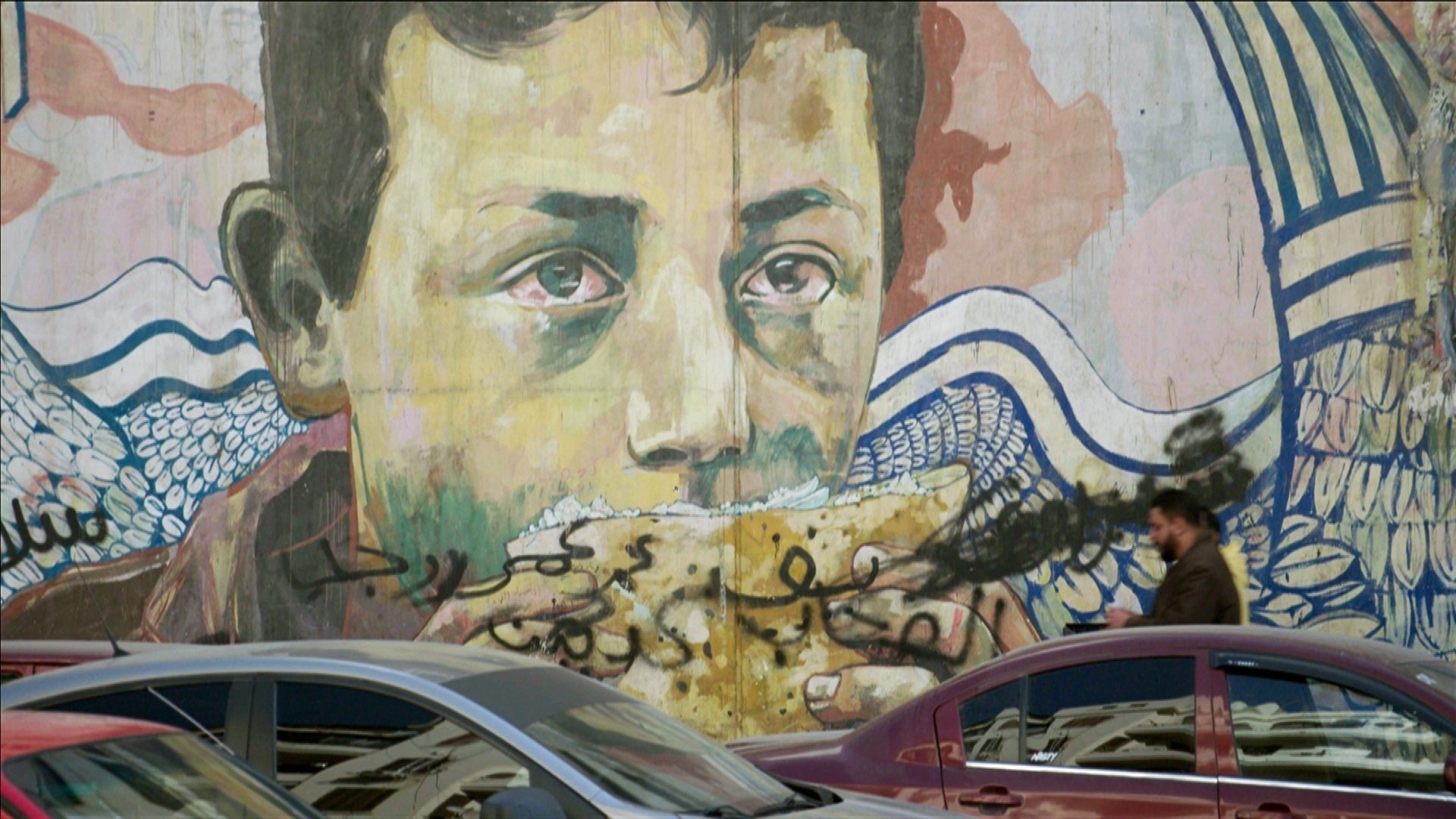 Graffitis und Bilder werden zur Sprache der ägyptischen Revolution 2011. Die meisten wurden  mittlerweile übermalt. © ZDF/Torben Müller