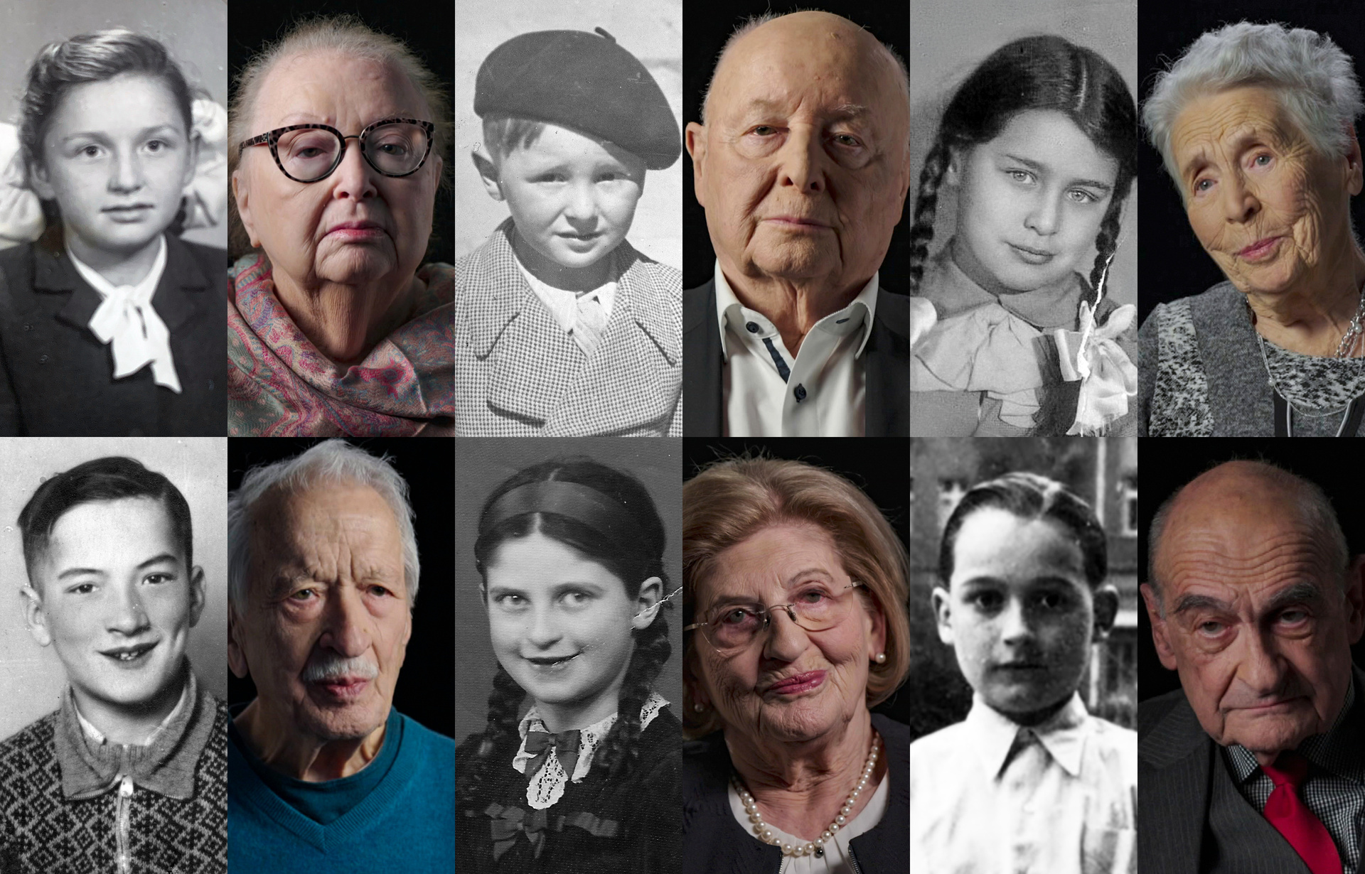 Collage von Holocaust-Überlebenden damals und heute. Von links nach rechts oben: Aviva Goldschmidt, Herbert Rubinstein, Natalia Raksina, von links nach rechts unten: Ernst Grube, Eva Szepesi, Franz Michalski 
© ZDF/[M] Kim Krämer / oben: [F] Privatfoto; [F] Anthony Miller; [F] Privatfoto; [F] Anthony Miller; [F] Privatfoto; [F] Anthony Miller / unten: [F] Privatfoto; [F] Anthony Miller; [F] Privatfoto; [F] Anthony Miller; [F] Privatfoto; [F] Anthony Miller, Honorarfrei - nur für diese Sendung inkl. SocialMedia bei Nennung ZDF und [M] Kim Krämer / oben: [F] Privatfoto; [F] Anthony Miller; [F] Privatfoto; [F] Anthony Miller; [F] Privatfoto; [F] Anthony Miller / unten: [F] Privatfoto; [F] Anthony Miller; [F] Privatfoto; [F] Anthony Miller; [F] Privatfoto; [F] Anthony Miller