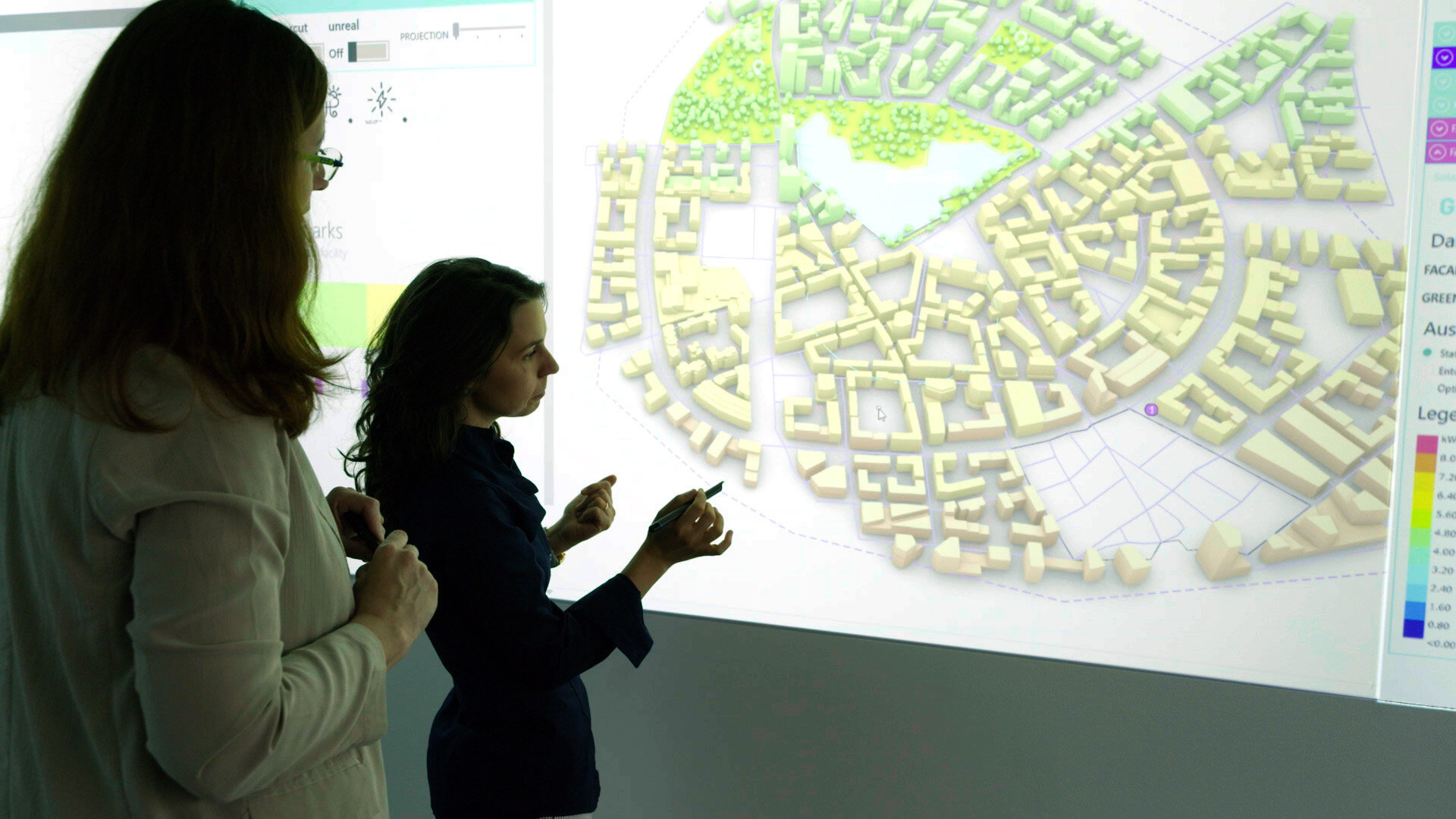 3D Modell beim AIT - Austrian Institute of Technology. Diese 3D Modell des Austrian Institutes of Technology zeigt wie sich Grünraum auf seine Umgebung auswirkt.
© ZDF und ORF/LOOKSVienna.