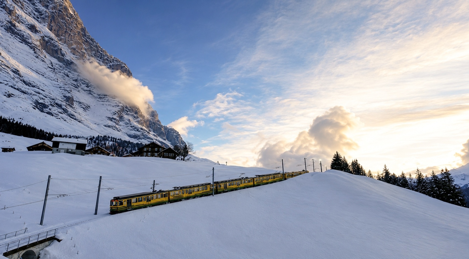 Wengernalpbahn bei Alpiglen vor Eigernordwand.

© ZDF und SRF, Mediafisch, Bastian Meier.